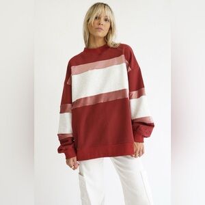Colorblock Red and White Women's Sweatshirt - Yllw the label
